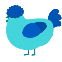 bjork, a aqua and ultramarine chicken