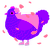 Lyra, a blurple and violet chicken with a lace pattern