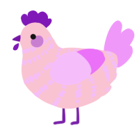 Rosaline, a rose and lavender chicken with a bar pattern