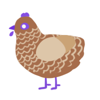 Lum, a brown and beige chicken with a lace pattern