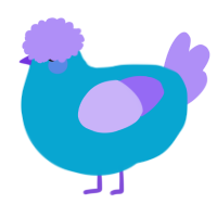 Floof, a cerulean and lilac chicken