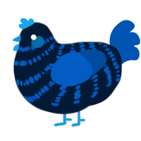 Social Media, a tumblr and ultramarine chicken with a bar pattern