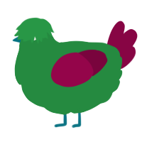 Garweena, a viridian and maroon chicken