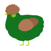 Olive, a leaf and brown chicken