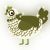 A white and olive chicken with a lace pattern