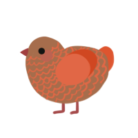 Pinecone, a brown and vermilion chicken with a lace pattern