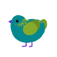 (unnamed), a teal and chartreuse chicken with a neck-speckle pattern