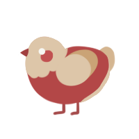 Slug, a red and beige chicken with a head pattern