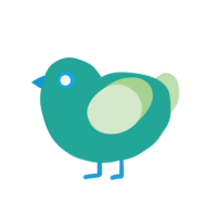 Seaweed, a turquoise and gluppy chicken