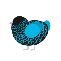 Aquatic Emo, a sable and cerulean chicken with a lace pattern