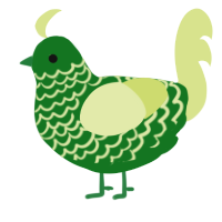 Viridian, a leaf and lemon chicken with a lace pattern