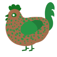 minecraft dirt block, a brown and viridian chicken with a speckle pattern