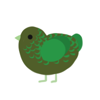 Moss, a olive and viridian chicken with a half-lace pattern