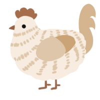 Galatea, a cream and beige chicken with a bar pattern