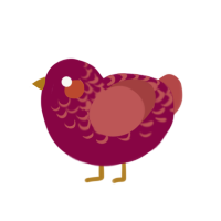 Carol, a maroon and red chicken with a half-lace pattern