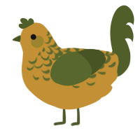 cheese, a gold and olive chicken with a half-lace pattern