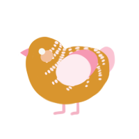 Lesbichick, a orange and rose chicken with a half-bar pattern