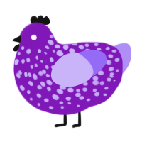 Sugilite, a violet and lilac chicken with a speckle pattern