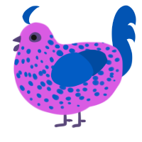 (unnamed), a orchid and ultramarine chicken with a speckle pattern