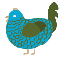 (unnamed), a cerulean and olive chicken with a lace pattern