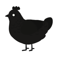 Black Hole, a sable and black chicken with a half-lace pattern