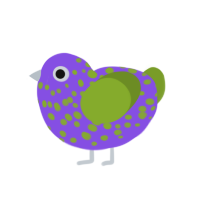 (unnamed), a blurple and chartreuse chicken with a speckle pattern