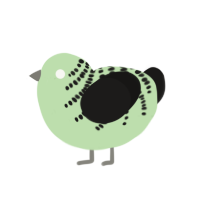 Algae, a gluppy and black chicken with a half-bar pattern