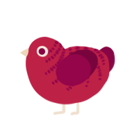 Strawbebby, a crimson and maroon chicken with a half-bar pattern