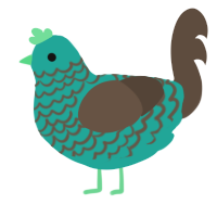 Nearshore, a turquoise and bark chicken with a lace pattern