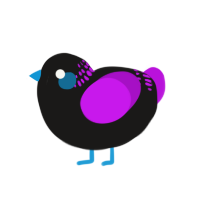 pop punk, a sable and amethyst chicken with a neck-band pattern