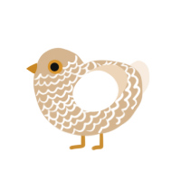 Tea bag, a beige and cream chicken with a lace pattern