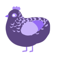 Ube, a overcast and lilac chicken with a half-lace pattern