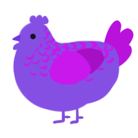 Project Blurp, a blurple and amethyst chicken with a half-lace pattern