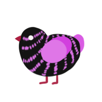 (unnamed), a black and orchid chicken with a bar pattern