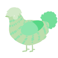 Gluppy, a gluppy and spring chicken with a bar pattern