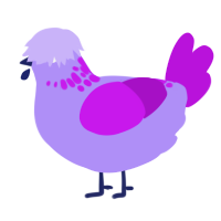 Spellbound, a lilac and amethyst chicken with a neck-speckle pattern