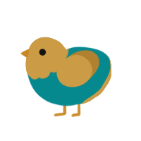 Curly, a teal and gold chicken with a head pattern