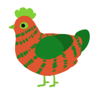 (unnamed), a vermilion and leaf chicken with a bar pattern