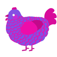 Florence, a blurple and fuchsia chicken with a lace pattern