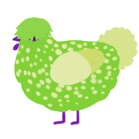 Hydrangea, a grass and lemon chicken with a speckle pattern