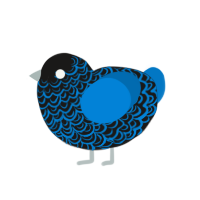 ocean waves, a sable and sapphire chicken with a double-lace pattern