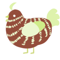 horse, a russet and apple chicken with a bar pattern