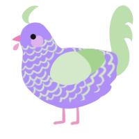 spring egg, a lilac and gluppy chicken with a lace pattern