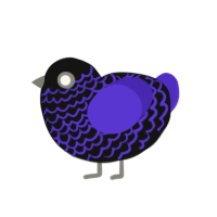 Mitski, a black and indigo chicken with a lace pattern