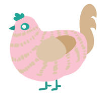 behold a man, a rose and beige chicken with a bar pattern