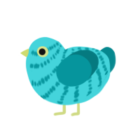 East Coast, a aqua and teal chicken with a bar pattern