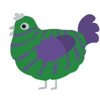 9am Migraine, a viridian and overcast chicken with a bar pattern