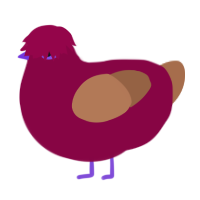 Raspberry, a maroon and brown chicken