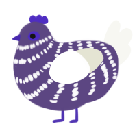 petting rock, a overcast and white chicken with a bar pattern