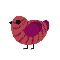 Saiakate Jr, a red and wine chicken with a bar pattern